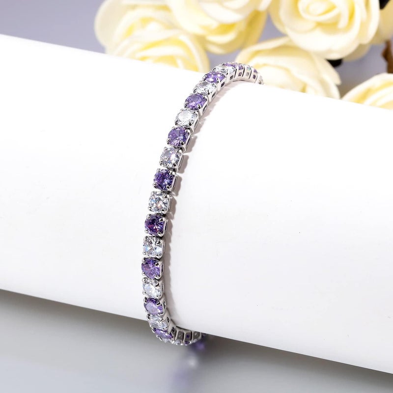 CiNily Adjustable Tennis Bracelets for Women Teen Girls Rainbow Cubic Zirconia Bracelet 14K White Gold Plated Hypoallergenic Slider Bracelet Jewelry Gift - Image 4